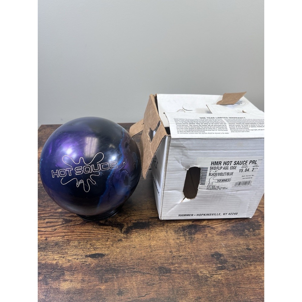 Hammer The Sauce 15 lb Bowling ball Used With Original Box Purple Black Blue